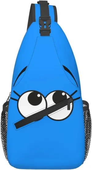 Cute Funny Cartoon Sketch Eyes Crossbody Bag Cross Chest Bag Adjustable Sling Backpack Sports Gym Shoulder Bags Travel Cycling Daypack Diagonally Casual Rucksack