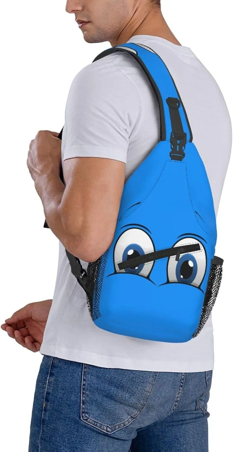 Cute Funny Cartoon Sketch Eyes Crossbody Bag Cross Chest Bag Adjustable Sling Backpack Sports Gym Shoulder Bags Travel Cycling Daypack Diagonally Casual Rucksack