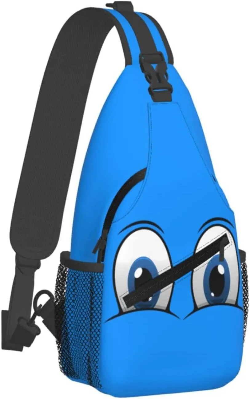 Cute Funny Cartoon Sketch Eyes Crossbody Bag Cross Chest Bag Adjustable Sling Backpack Sports Gym Shoulder Bags Travel Cycling Daypack Diagonally Casual Rucksack