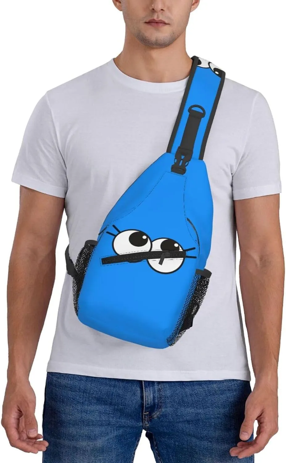 Cute Funny Cartoon Sketch Eyes Crossbody Bag Cross Chest Bag Adjustable Sling Backpack Sports Gym Shoulder Bags Travel Cycling Daypack Diagonally Casual Rucksack