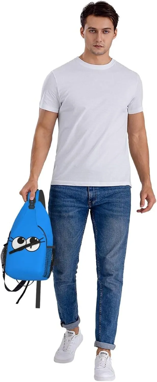 Cute Funny Cartoon Sketch Eyes Crossbody Bag Cross Chest Bag Adjustable Sling Backpack Sports Gym Shoulder Bags Travel Cycling Daypack Diagonally Casual Rucksack
