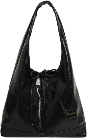 Cute Leather Tote Bag for Women Slouchy Y2K Hobo Bag Stylish Shoulder Purse Large Should Bag Bow