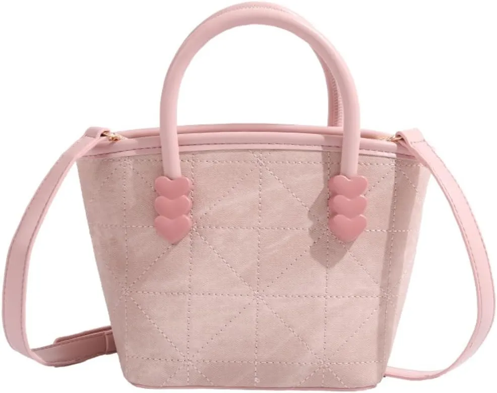 Cute Mini Tote Bag Heart Small Bucket Bag Aesthetic Crossbody Bag Coquette Shoulder Bag Handbag for Women