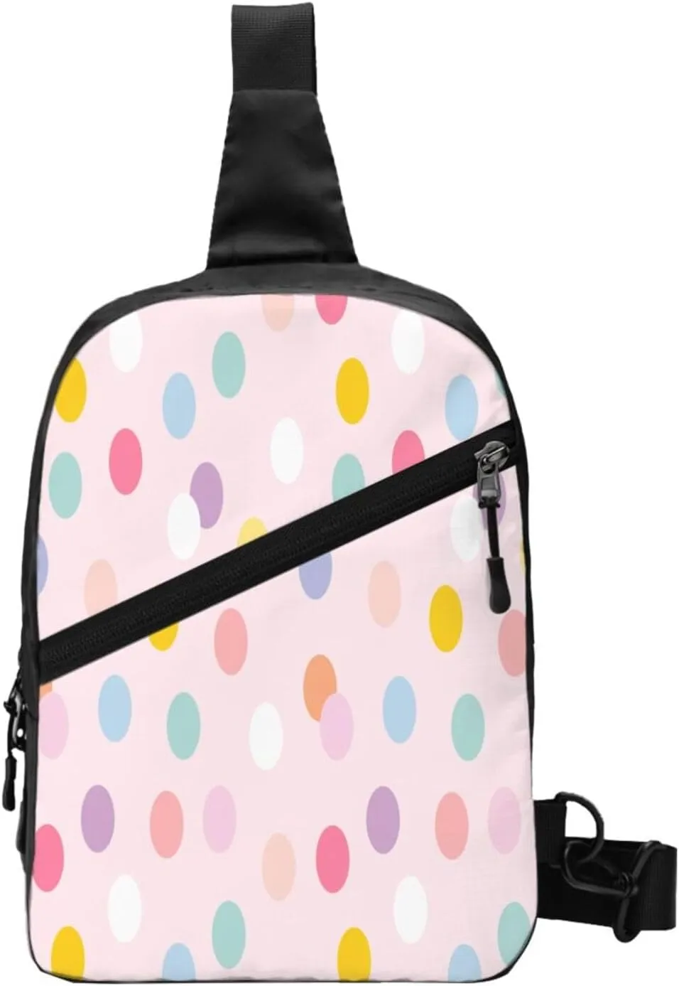 Cute Polka Dots 1 Sling Bag for Men Women, Small Crossbody Sling Backpack Shoulder Chest Bag, Anti Theft Travel Hiking Sports