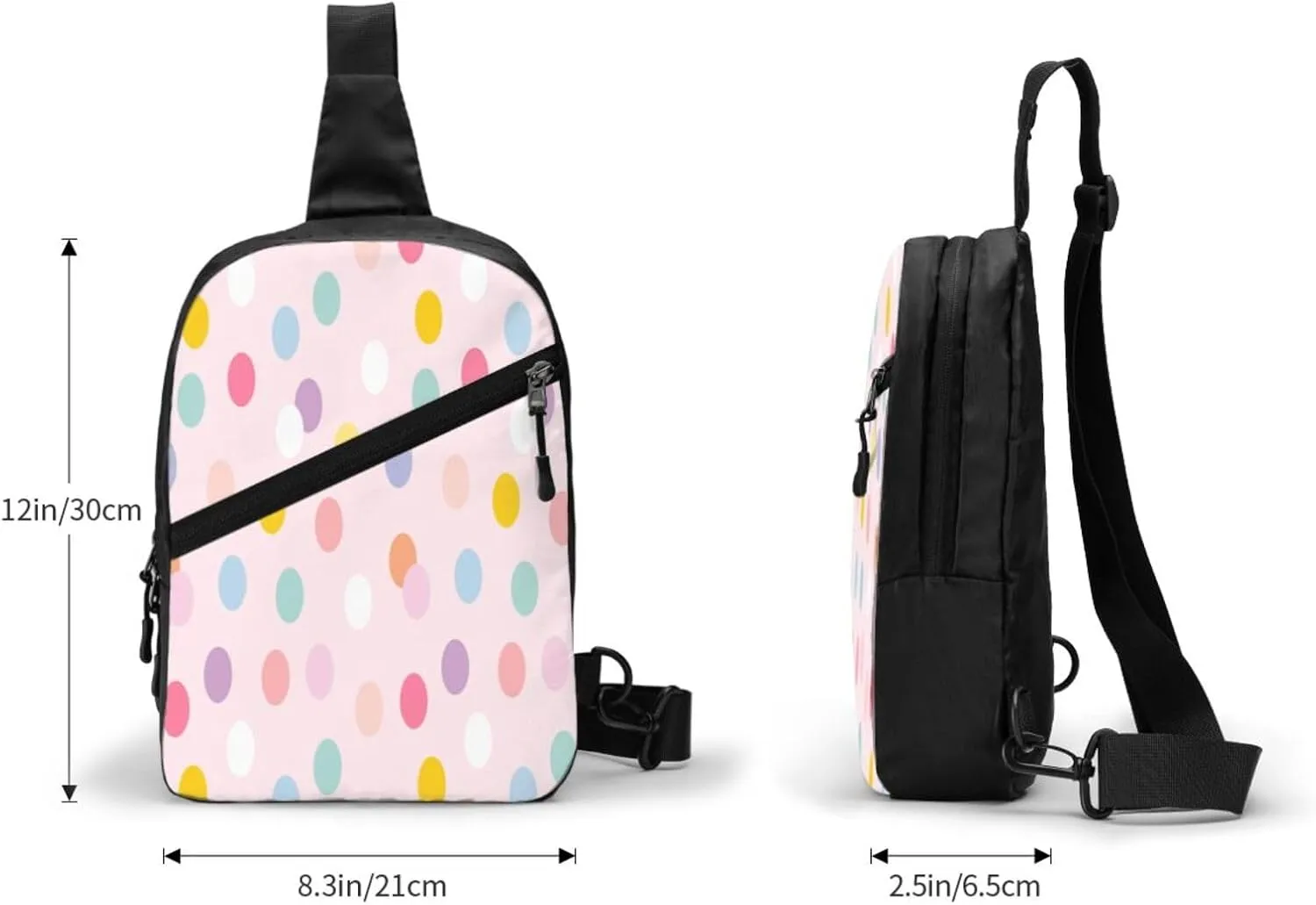 Cute Polka Dots 1 Sling Bag for Men Women, Small Crossbody Sling Backpack Shoulder Chest Bag, Anti Theft Travel Hiking Sports