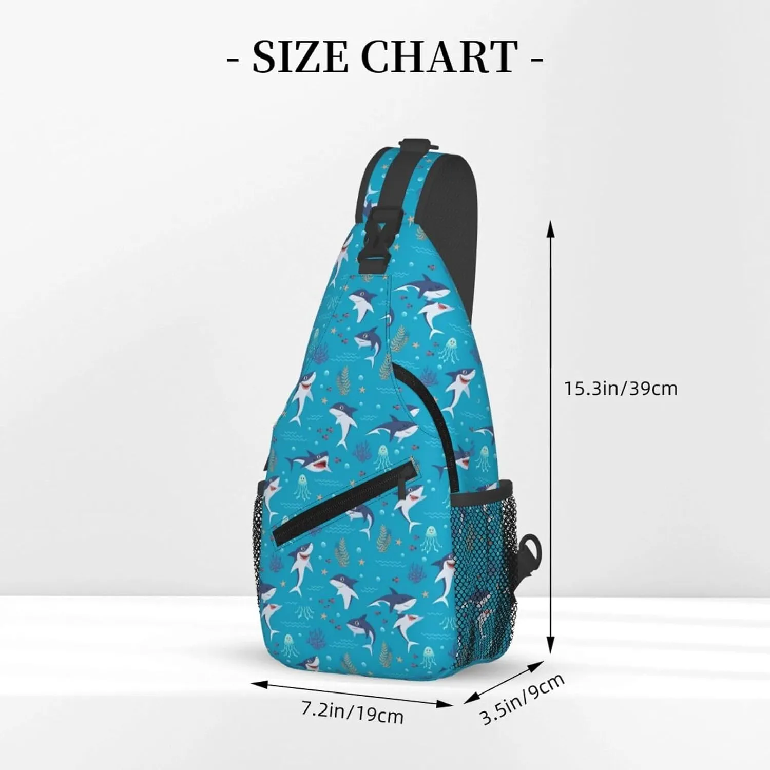 Cute Sharks Playing In The Ocean Chest Sling Bag Crossbody Shoulder Backpack Bag Gym Cycling Daypack Travel Hiking Cross Bag
