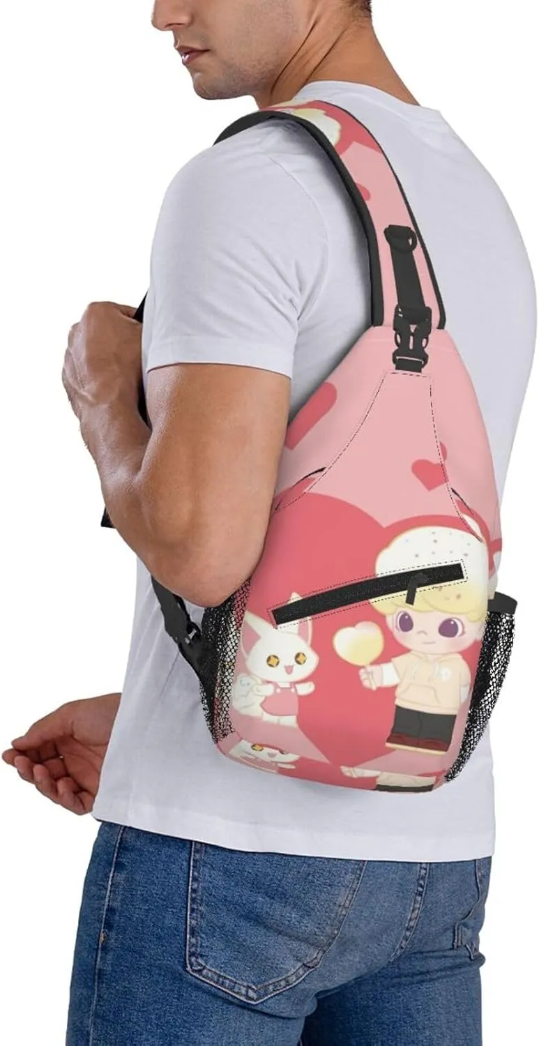 D-IMOO Crossbody Bag, Chest Crossbody Bag, Men's Casual Crossbody Chest Bag, Hiking Backpack Black