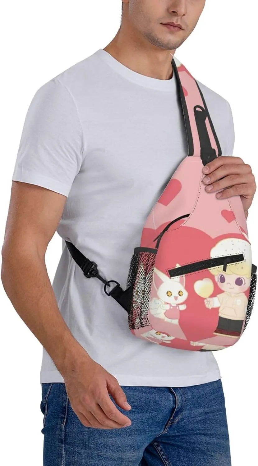 D-IMOO Crossbody Bag, Chest Crossbody Bag, Men's Casual Crossbody Chest Bag, Hiking Backpack Black
