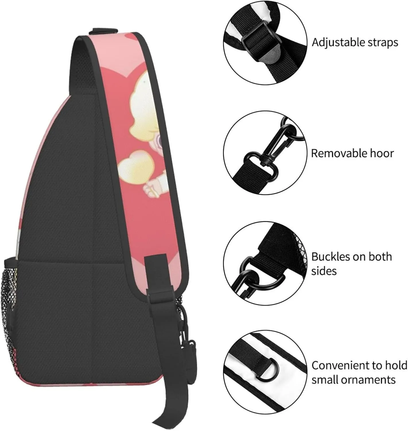 D-IMOO Crossbody Bag, Chest Crossbody Bag, Men's Casual Crossbody Chest Bag, Hiking Backpack Black