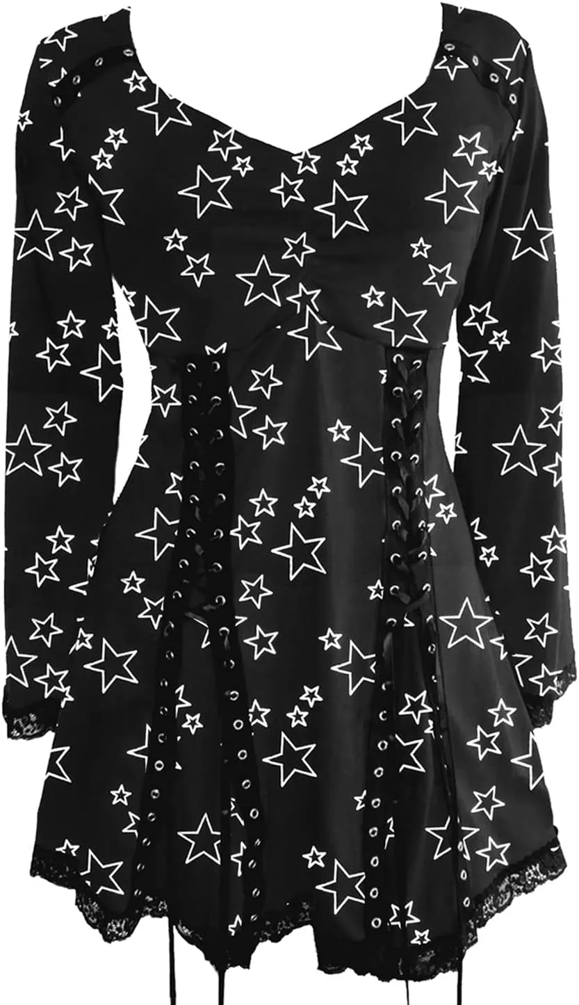Dare to Wear Electra Corset Top: Gothic Punk Rock Steampunk Women's Tunic Shirt for Everyday Halloween Cosplay Concerts