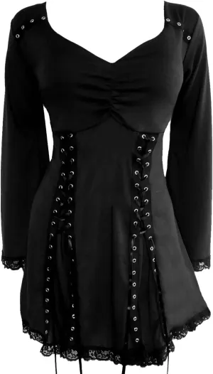 Dare to Wear Electra Corset Top: Gothic Punk Rock Steampunk Women's Tunic Shirt for Everyday Halloween Cosplay Concerts