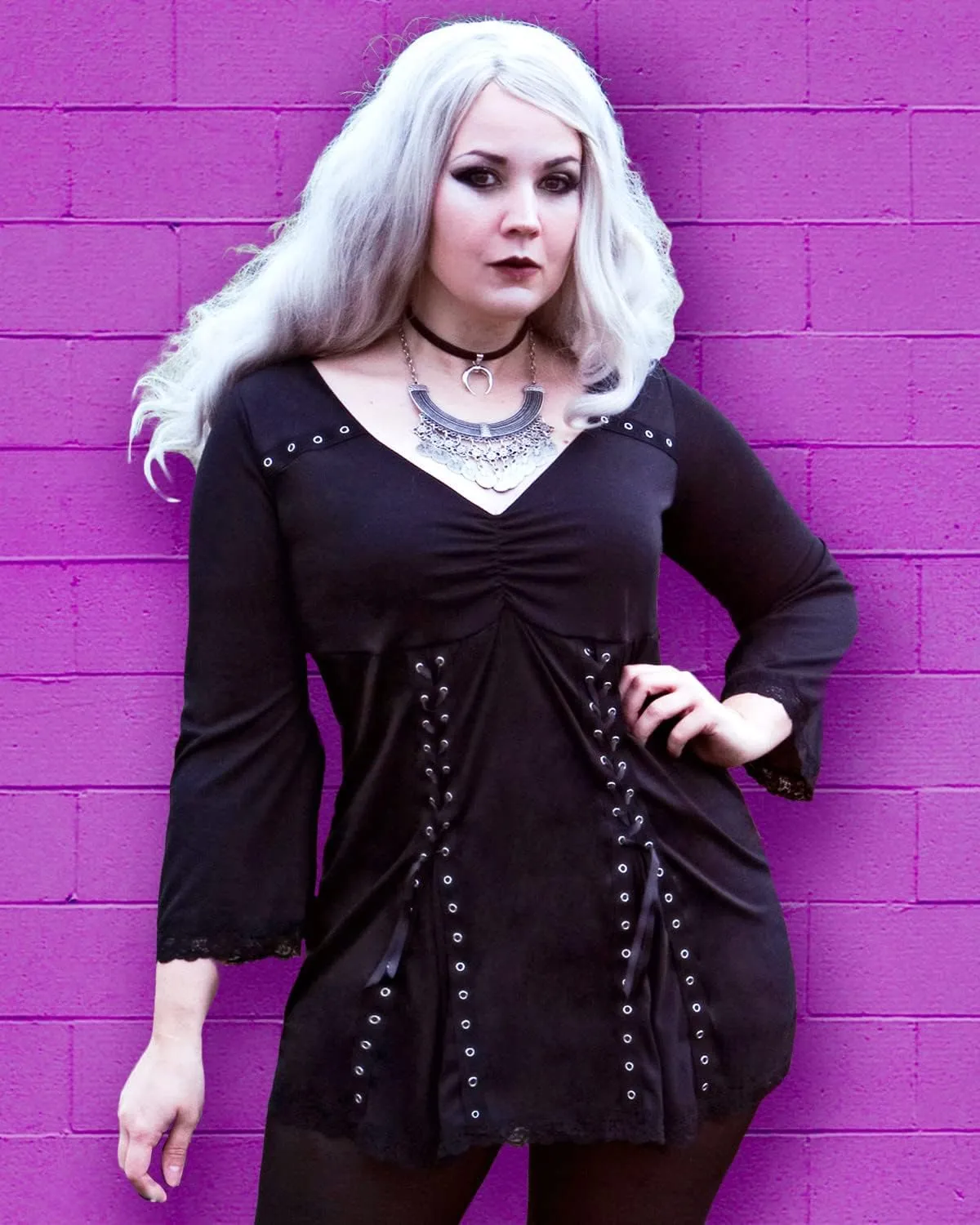 Dare to Wear Electra Corset Top: Gothic Punk Rock Steampunk Women's Tunic Shirt for Everyday Halloween Cosplay Concerts