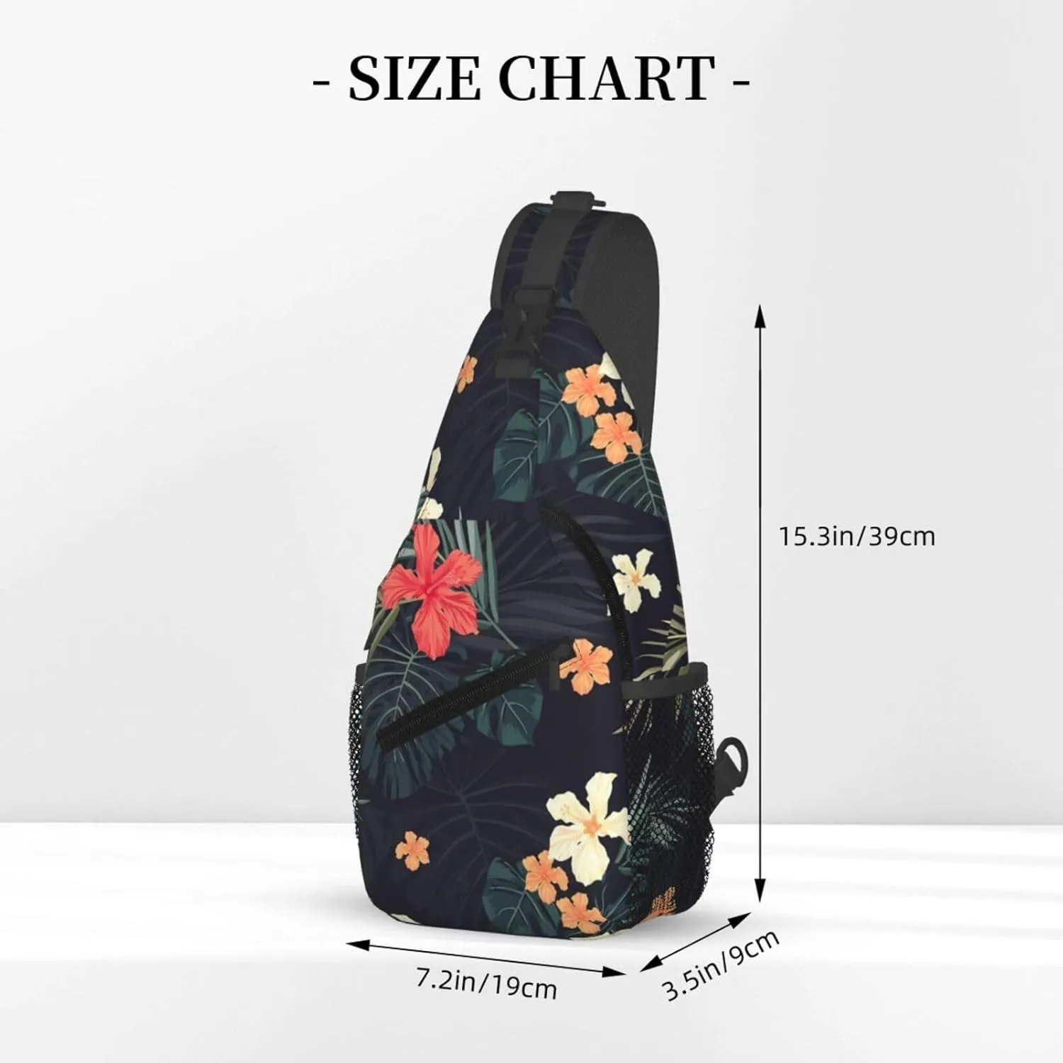 Dark Tropical Flowers Chest Sling Bag Crossbody Shoulder Backpack Bag Gym Cycling Daypack Travel Hiking Cross Bag