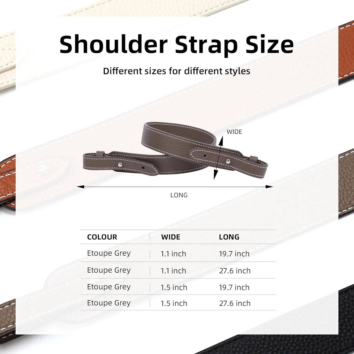 DGAZ TC Leather Shoulder Strap for Hermes Picotin/Lindy/Evelyne, Replaceable Crossbody Bags Strap, Handmade