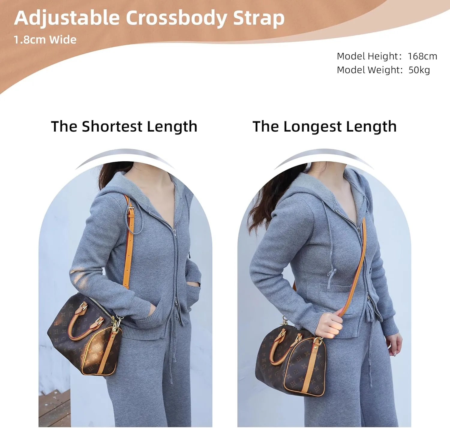 DGAZ Vachetta Leather Adjustable Crossbody Strap for Speedy Bag with Gift Box, Handmade Shoulder Strap
