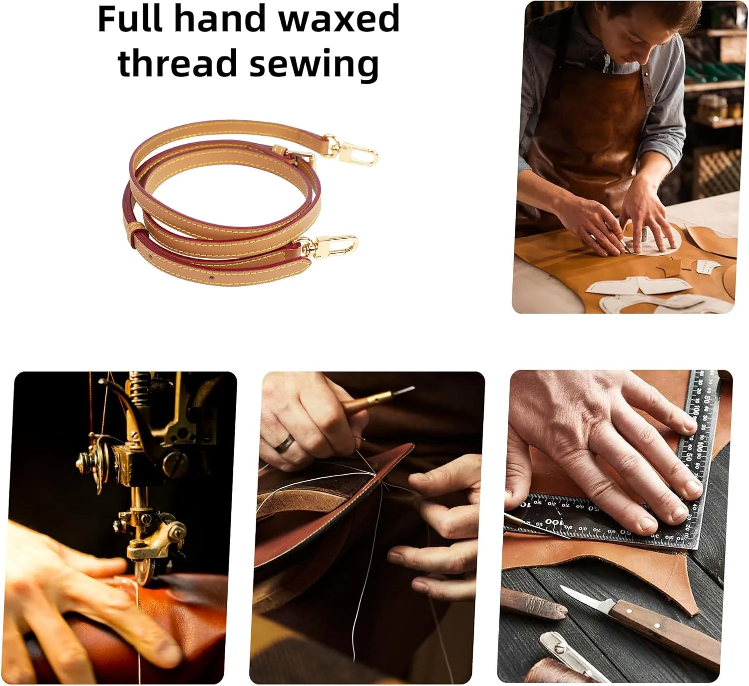 DGAZ Vachetta Leather Adjustable Crossbody Strap for Speedy Bag with Gift Box, Handmade Shoulder Strap