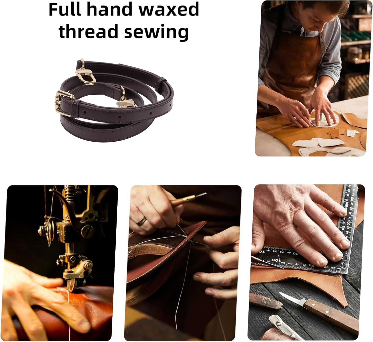 DGAZ Vachetta Leather Adjustable Crossbody Strap for Speedy Bag with Gift Box, Handmade Shoulder Strap