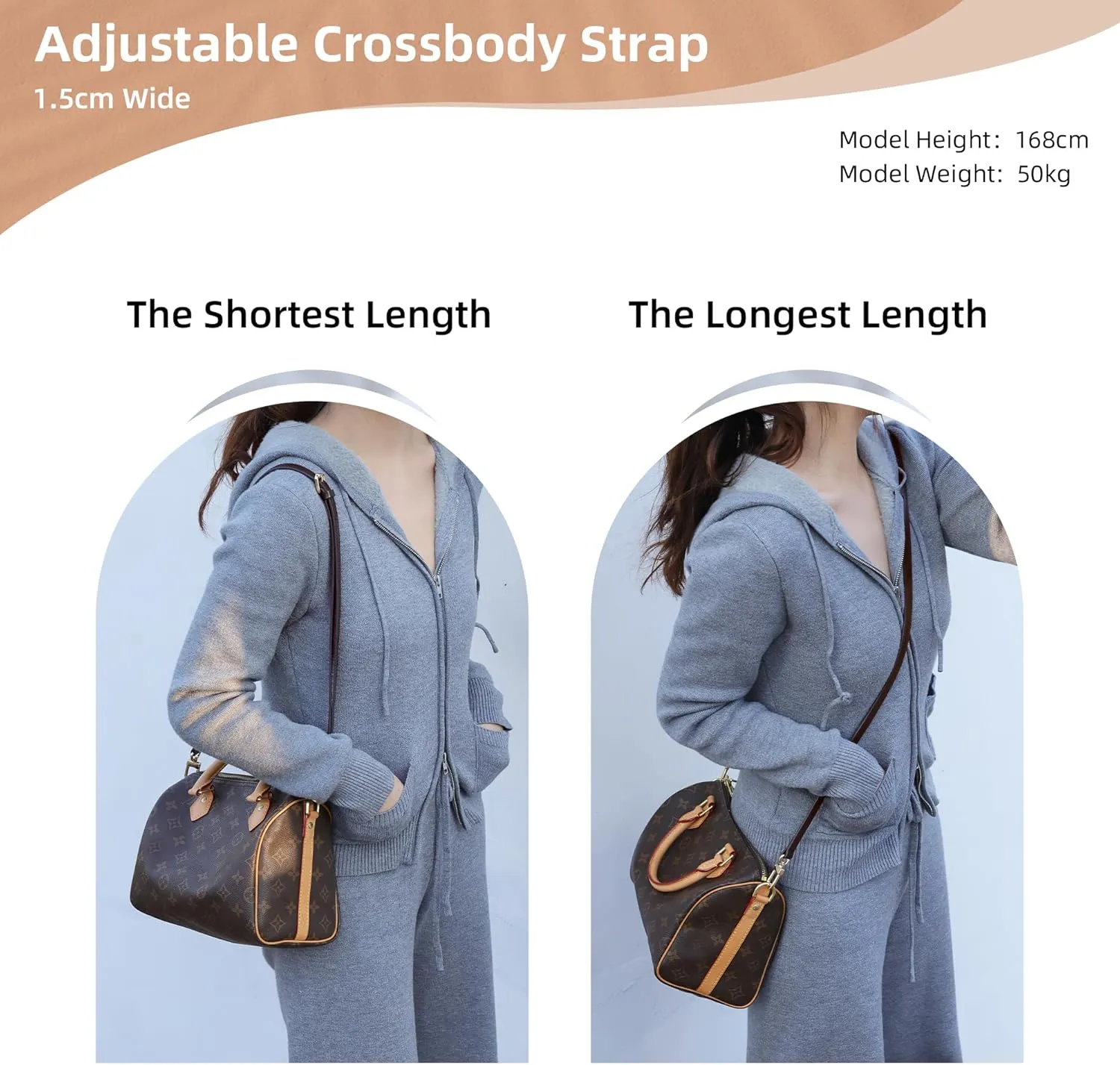 DGAZ Vachetta Leather Adjustable Crossbody Strap for Speedy Bag with Gift Box, Handmade Shoulder Strap