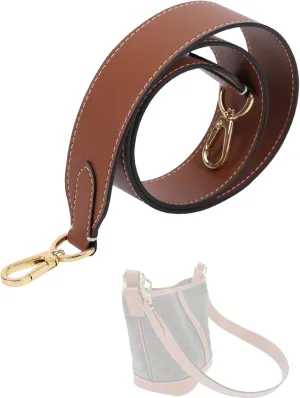 DGAZ Vachetta Leather Crossbody Strap for Celine Bucket bag with Gift Box, Handmade DIY purse strap(1.5 Inch Wide,35.4 Inch Long,Caramel(white thread))