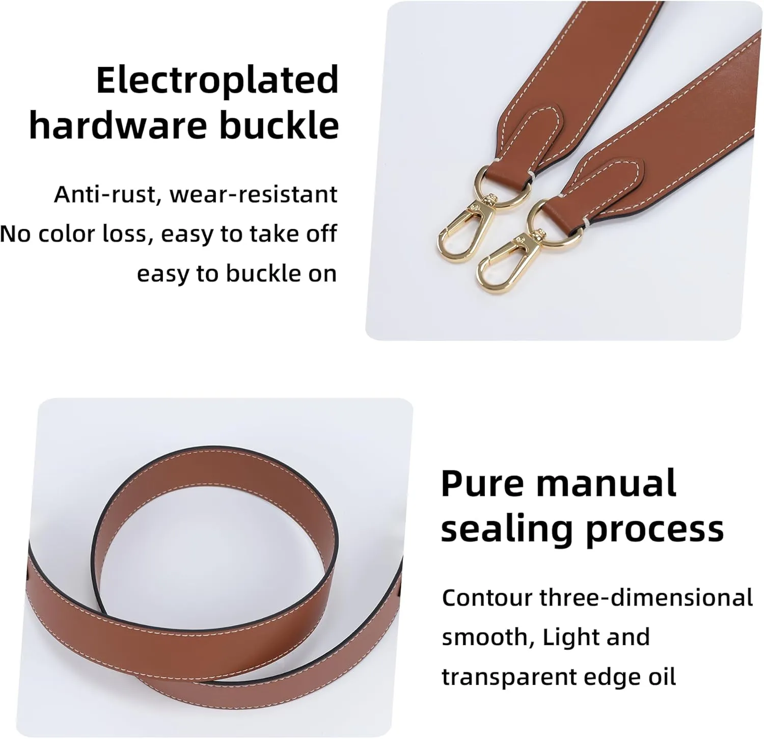 DGAZ Vachetta Leather Crossbody Strap for Celine Bucket bag with Gift Box, Handmade DIY purse strap(1.5 Inch Wide,35.4 Inch Long,Caramel(white thread))