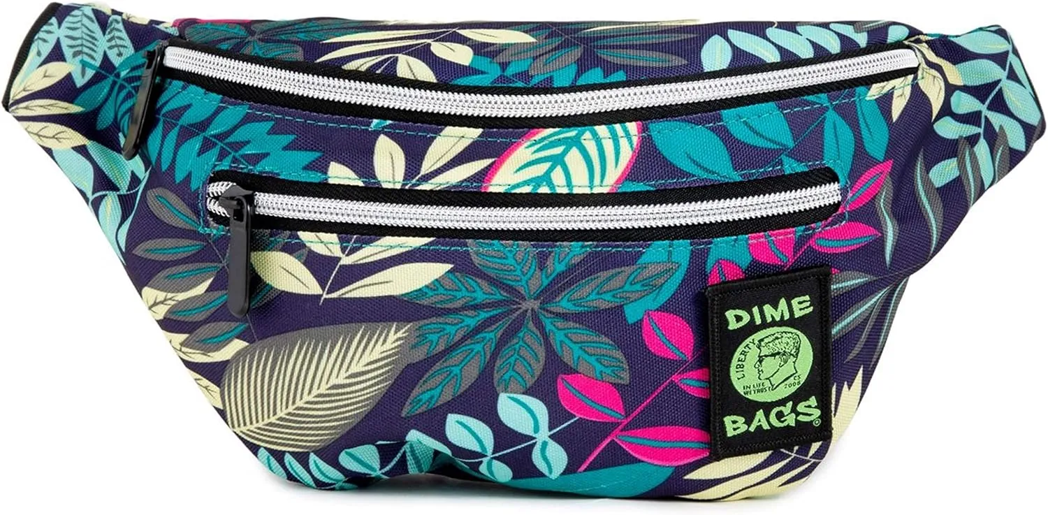 DIME BAGS Paradise Pack | Water-Resistant Fanny Pack | Large Travel Waist Bag (Blue Jungle)