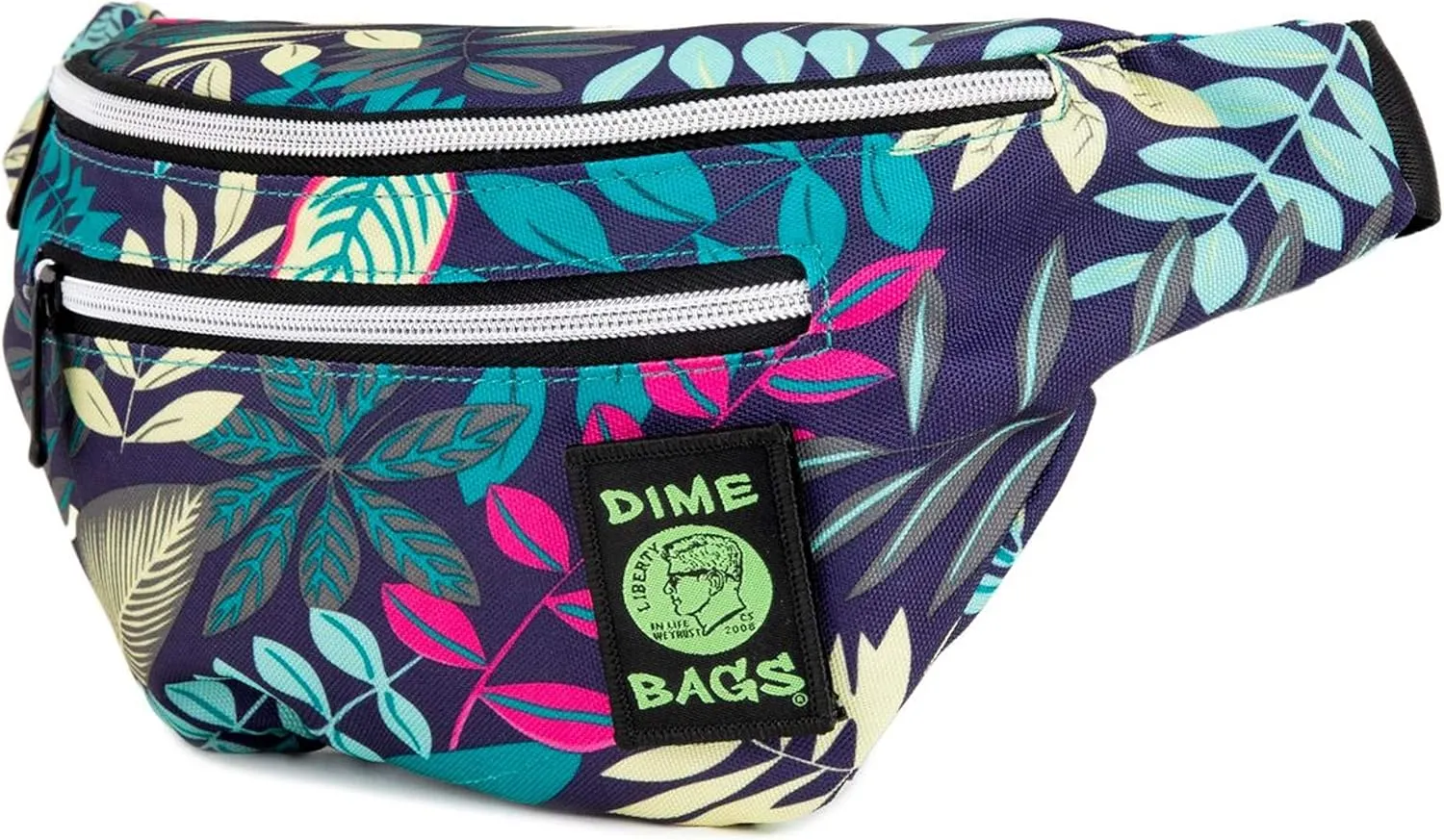 DIME BAGS Paradise Pack | Water-Resistant Fanny Pack | Large Travel Waist Bag (Blue Jungle)