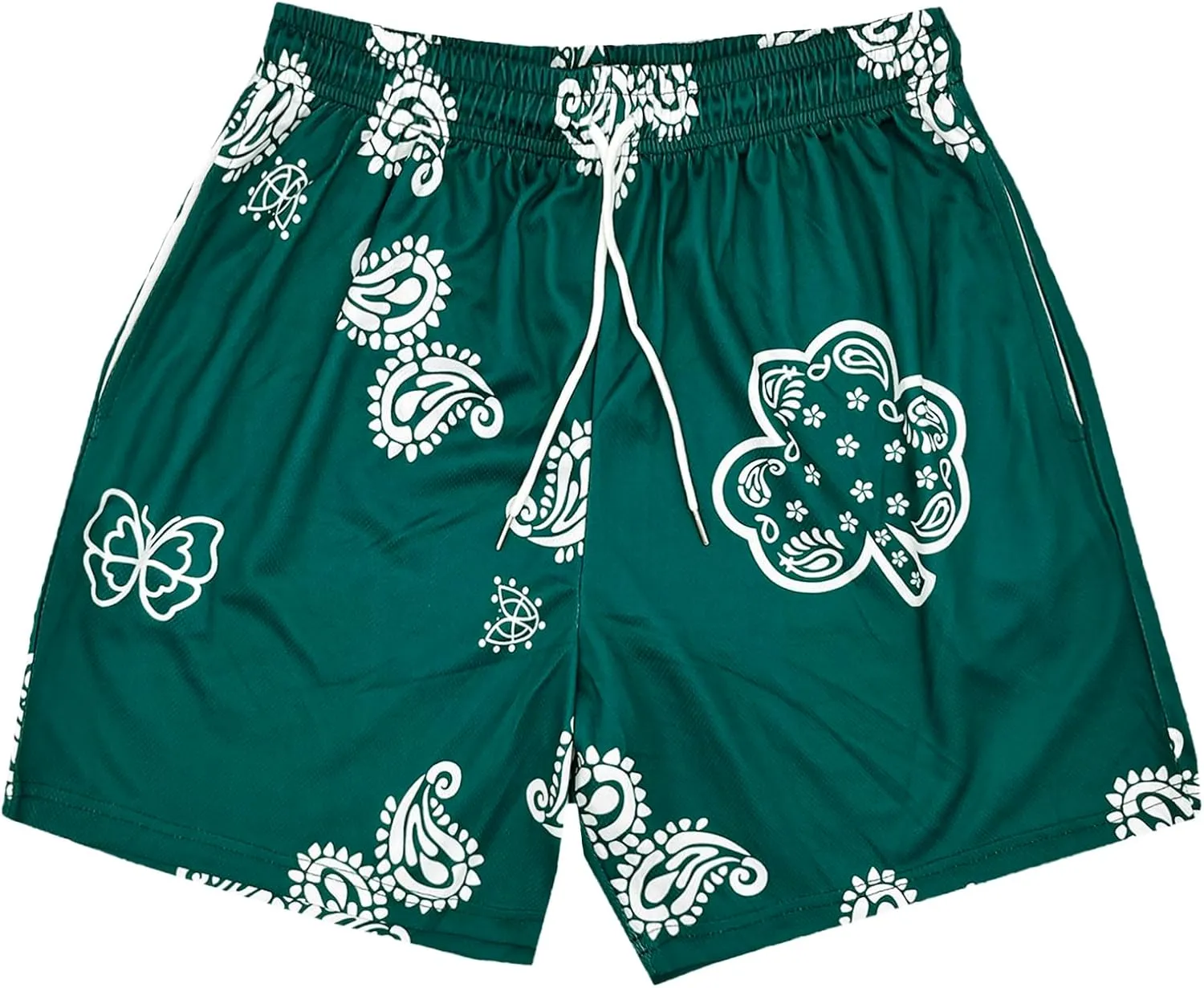 DIOTSR Mens Paisley Graphic Shorts Athletic Basketball Bandana Shorts Running Streetwear Y2k Drawstring Waist