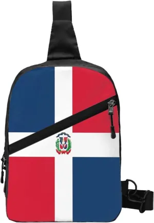 Dominica Republic Flag Packable Crossbody Bag Portable Sling Bags Foldable Travel Daypack Reusable Sports Shoulder Backpack Diagonally Chest Bag for Workout