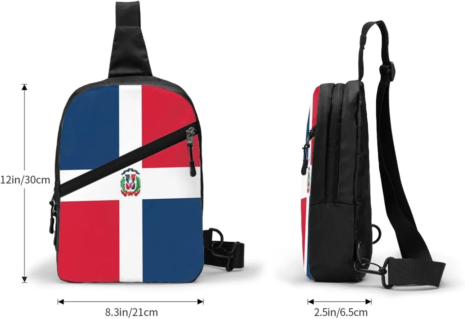Dominica Republic Flag Packable Crossbody Bag Portable Sling Bags Foldable Travel Daypack Reusable Sports Shoulder Backpack Diagonally Chest Bag for Workout