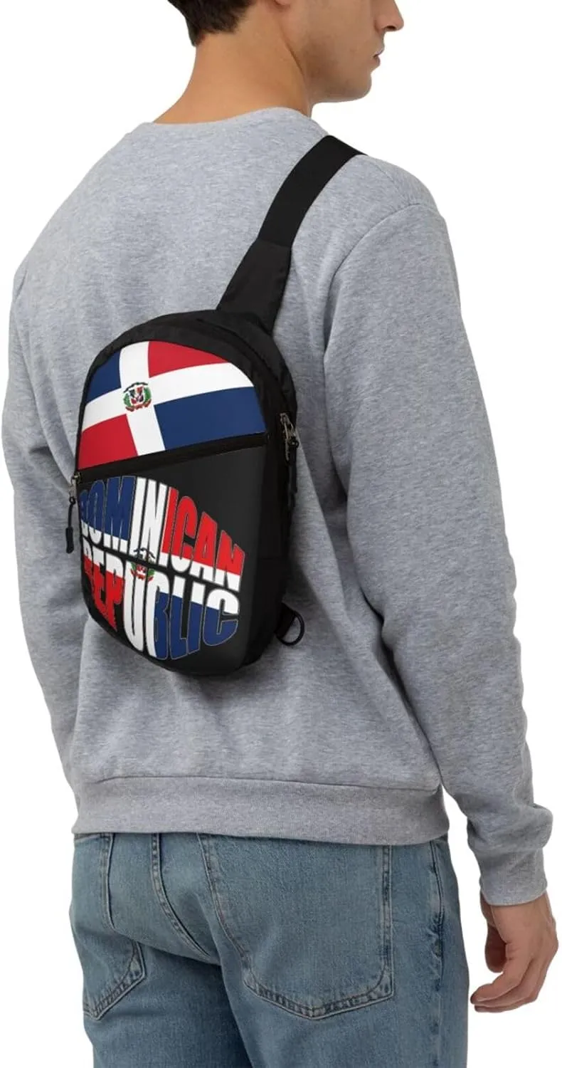 Dominican Republic Flag Packable Crossbody Bag Portable Sling Bags Foldable Travel Daypack Reusable Sports Shoulder Backpack Diagonally Chest Bag for Workout