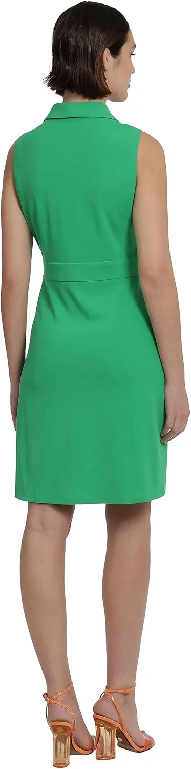 Donna Morgan Women's Collared Sheath Dress with Bodice Zipper Detail