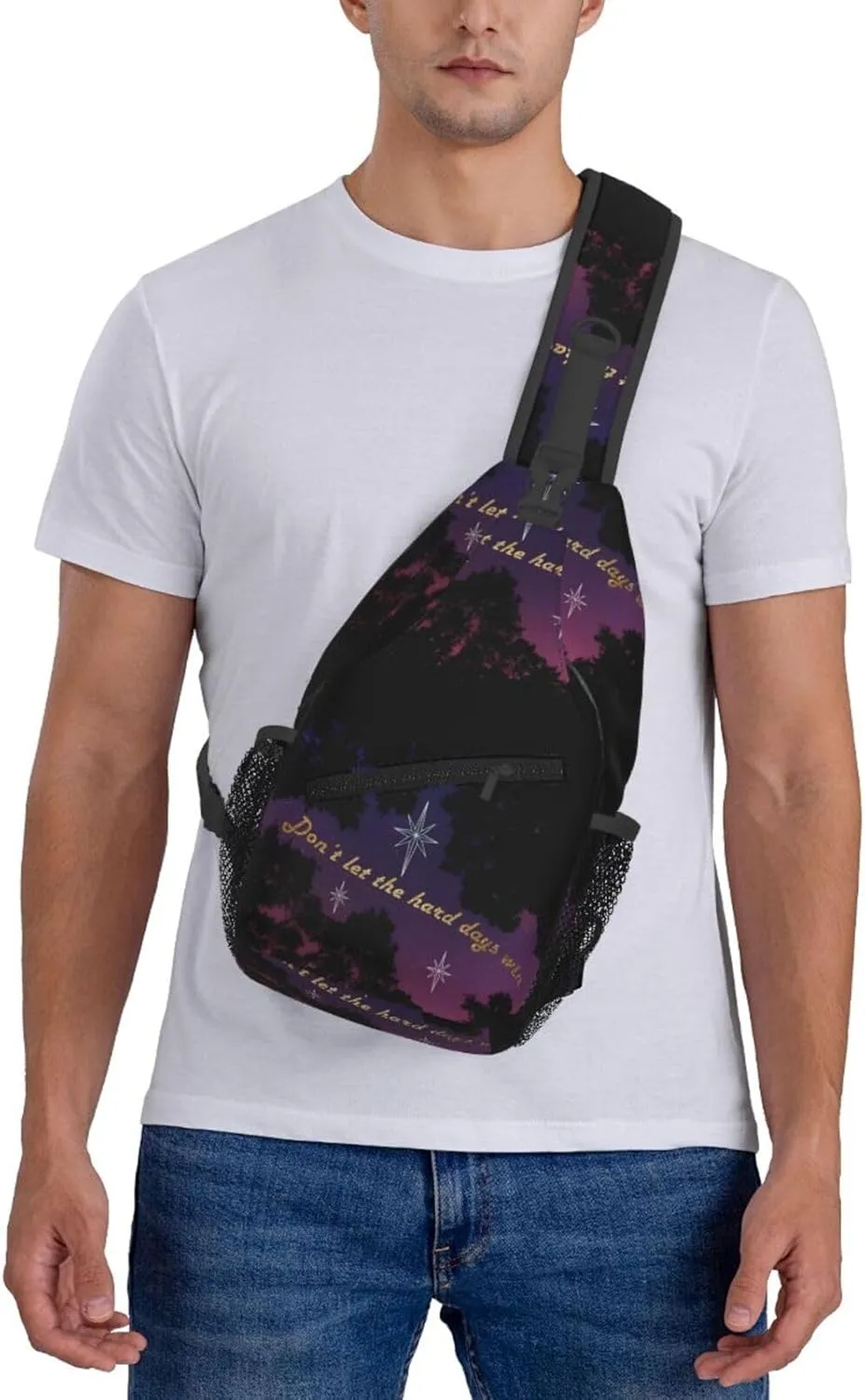 Don'T Let The Hard Days Win Chest Sling Bag Crossbody Shoulder Backpack Bag Gym Cycling Daypack Travel Hiking Cross Bag