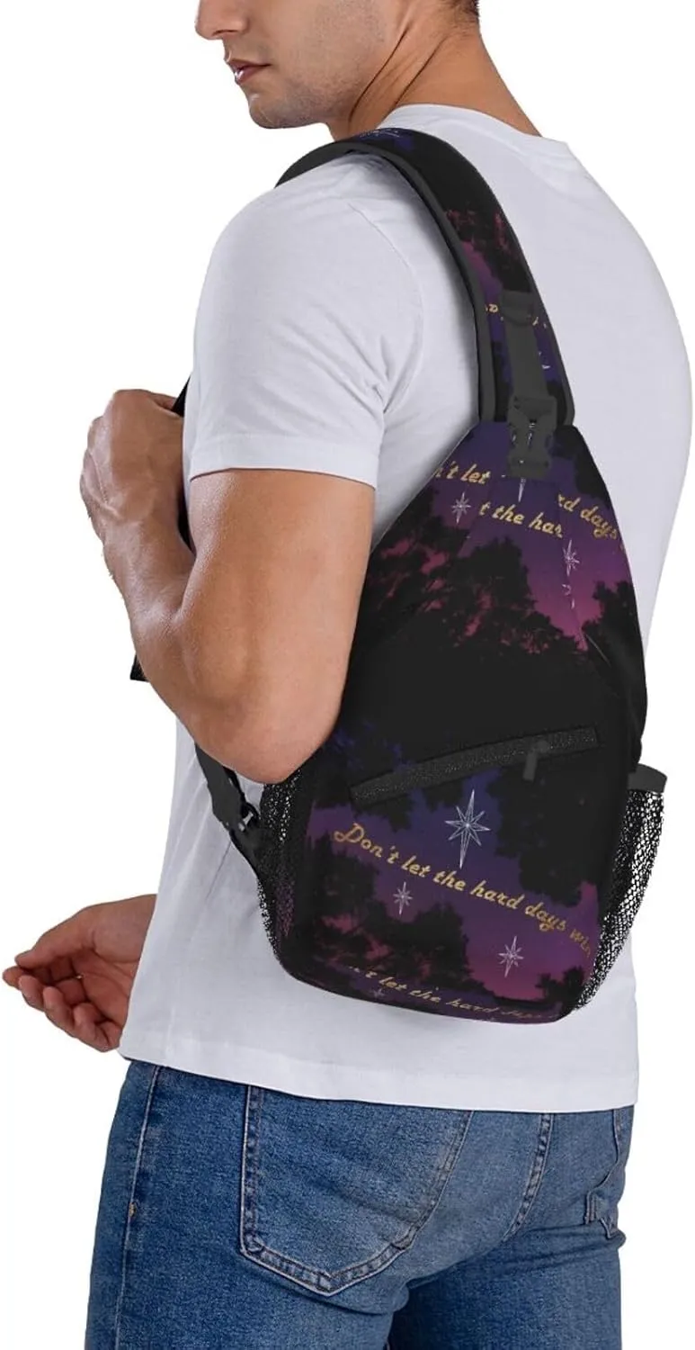 Don'T Let The Hard Days Win Chest Sling Bag Crossbody Shoulder Backpack Bag Gym Cycling Daypack Travel Hiking Cross Bag
