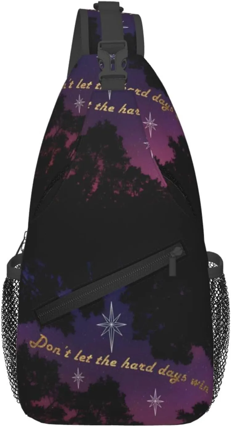 Don'T Let The Hard Days Win Chest Sling Bag Crossbody Shoulder Backpack Bag Gym Cycling Daypack Travel Hiking Cross Bag