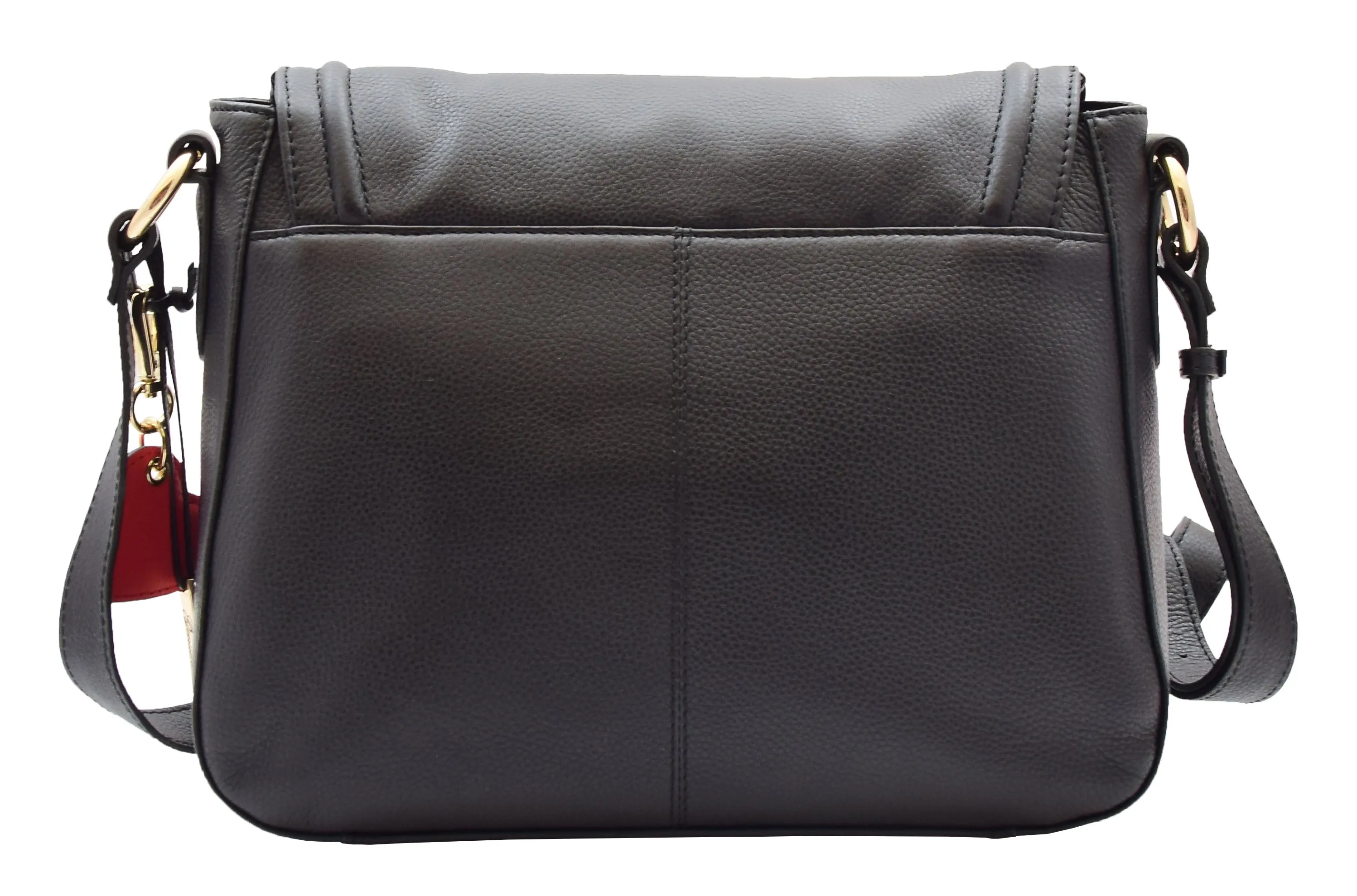 DR306 Women's Genuine Leather Crossbody Bag Black