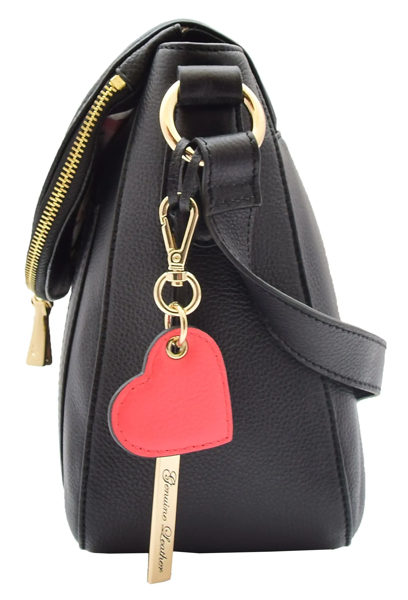 DR306 Women's Genuine Leather Crossbody Bag Black