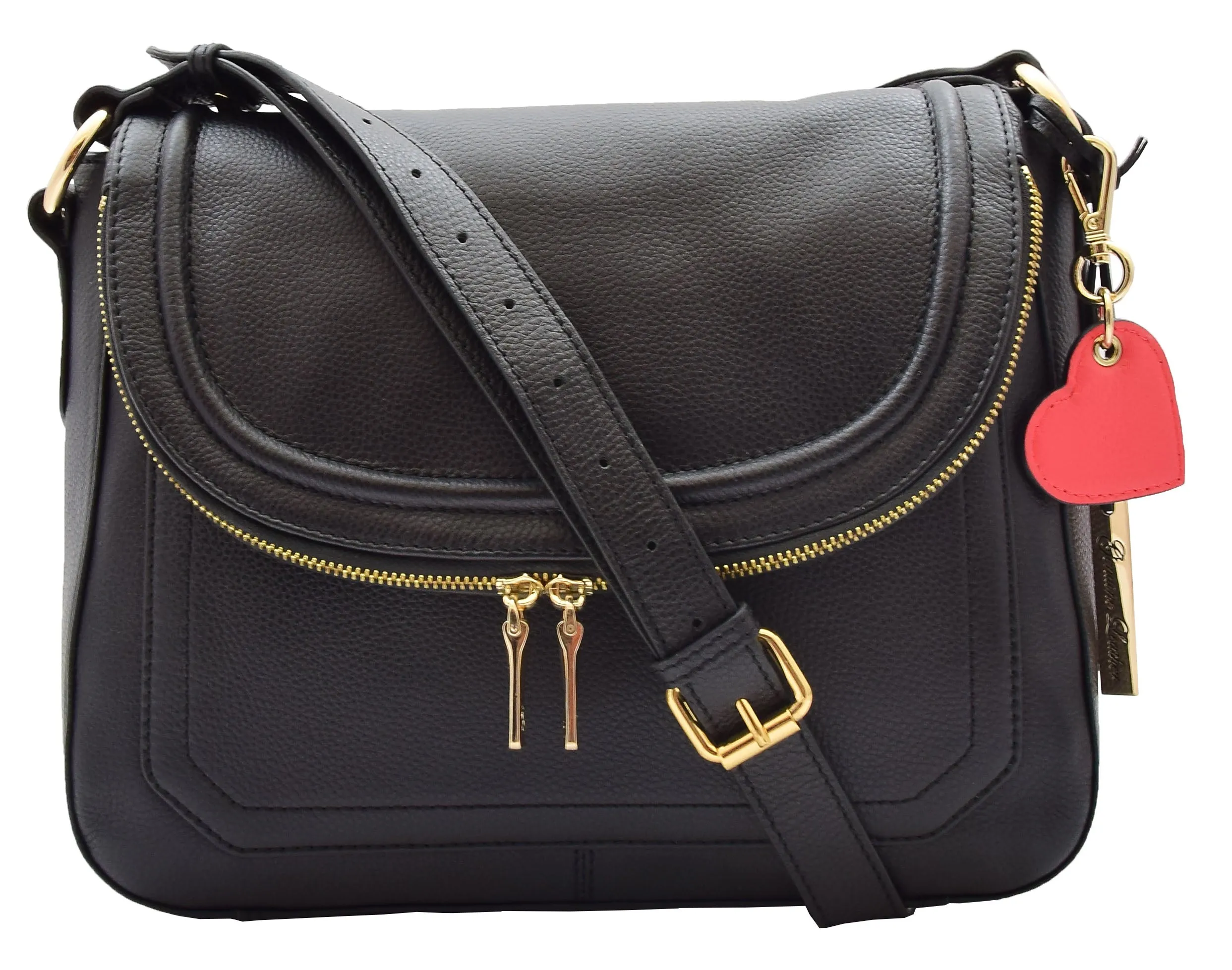 DR306 Women's Genuine Leather Crossbody Bag Black