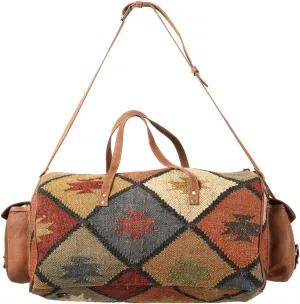 DUFFEL BAG Leather and Upcycled Canvas Ladies Bag LB341