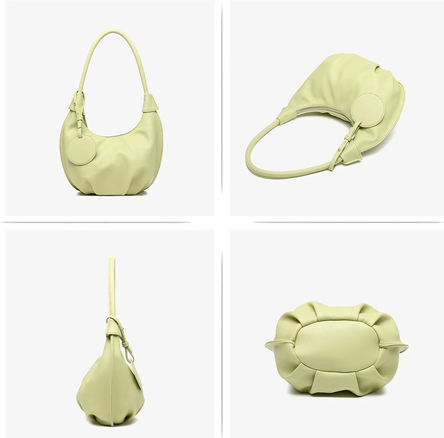 Dumpling Shoulder Bag for Women Summer,Soft Pleated Leather Fashion Hobo HandBag,Crescent Design Cute Trendy Daily Purse (black)