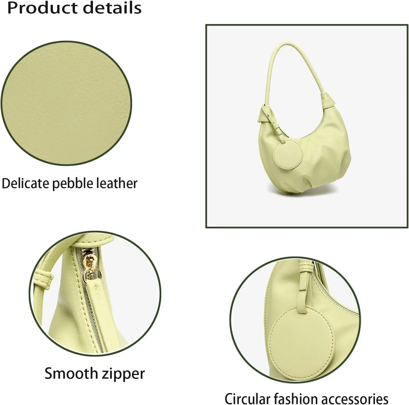 Dumpling Shoulder Bag for Women Summer,Soft Pleated Leather Fashion Hobo HandBag,Crescent Design Cute Trendy Daily Purse (black)