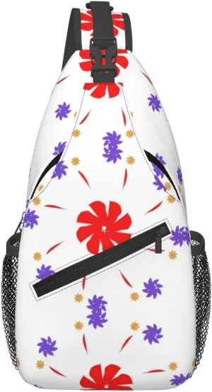 Eight-way rotating flower Patterned multifunctional crossbody chest bag, suitable for casual hiking, unisex, convenient travel backpack
