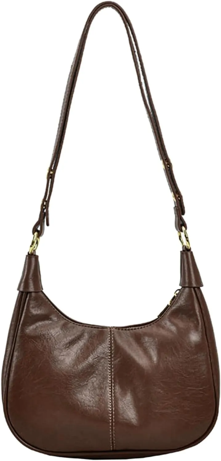 Eiyye Hobo Bags for Women Waxed Leather Crossbody Bag Vintage Crescent Shoulder Purse Soft Crossbody Handbag