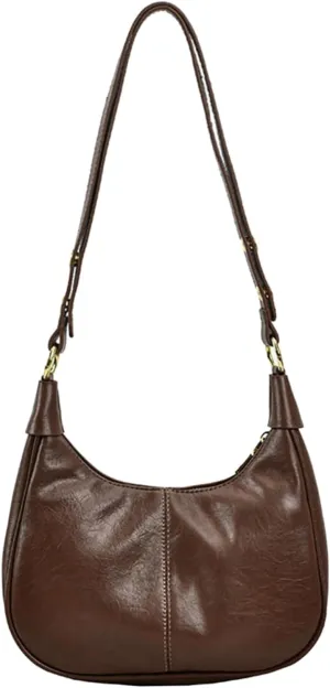 Eiyye Hobo Bags for Women Waxed Leather Crossbody Bag Vintage Crescent Shoulder Purse Soft Crossbody Handbag