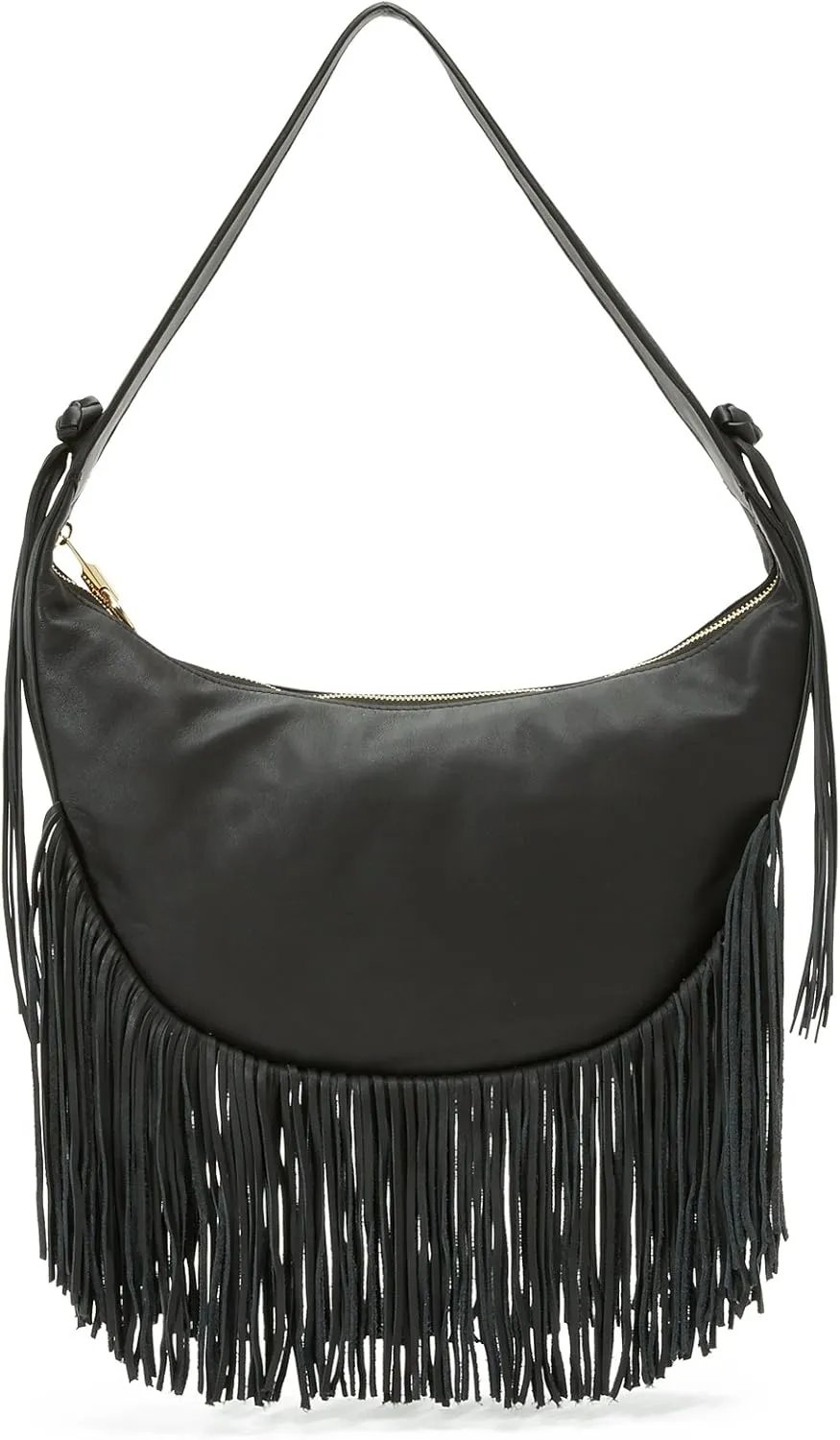 Elizabeth and James Women's Zoe Fringe Hobo Bag, Black, One Size