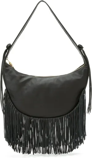 Elizabeth and James Women's Zoe Fringe Hobo Bag, Black, One Size