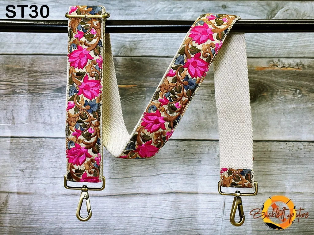Embroidered Purse Strap Crossbody Strap for Purses Boho Bags Strap Embroidery Replacement Strap Boho Guitar Strap Handbag Strap gift for her