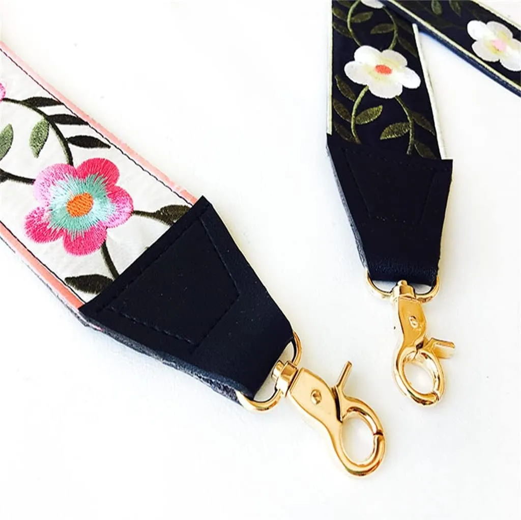 Embroidered Shoulder Messenger Bag Wide Strap Women's Bag Strap Bohemian Braid