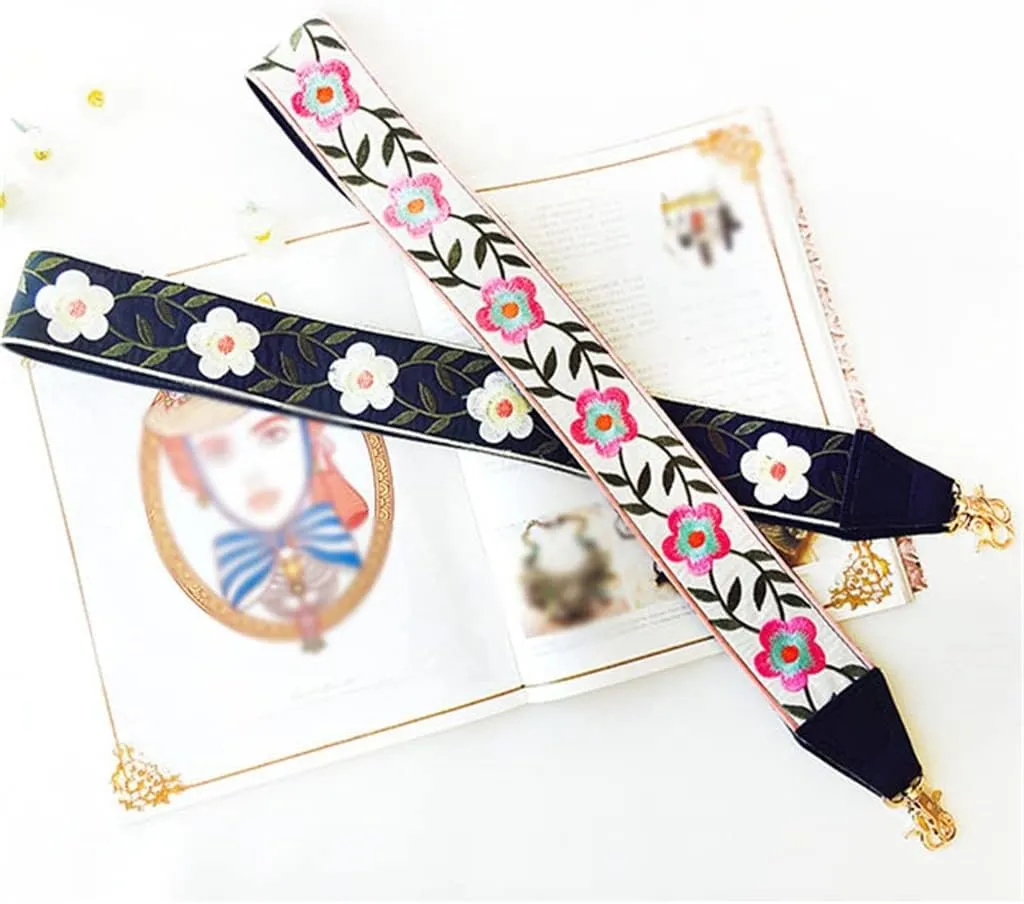 Embroidered Shoulder Messenger Bag Wide Strap Women's Bag Strap Bohemian Braid