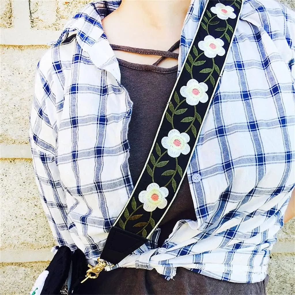 Embroidered Shoulder Messenger Bag Wide Strap Women's Bag Strap Bohemian Braid