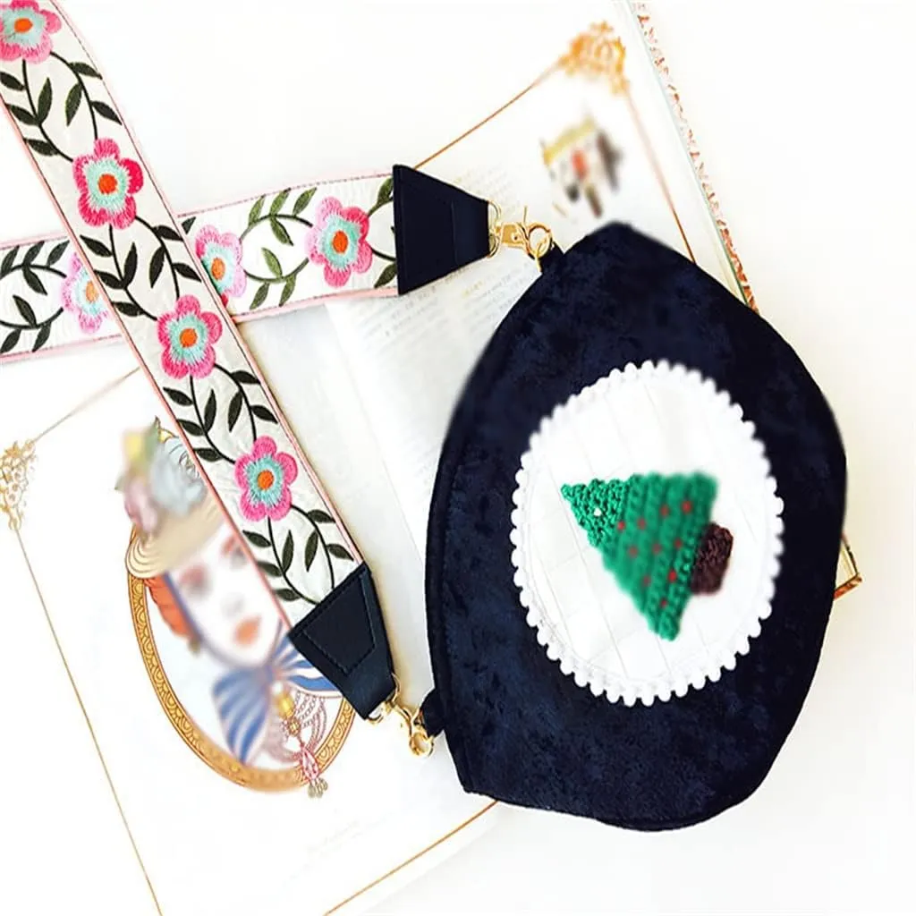 Embroidered Shoulder Messenger Bag Wide Strap Women's Bag Strap Bohemian Braid